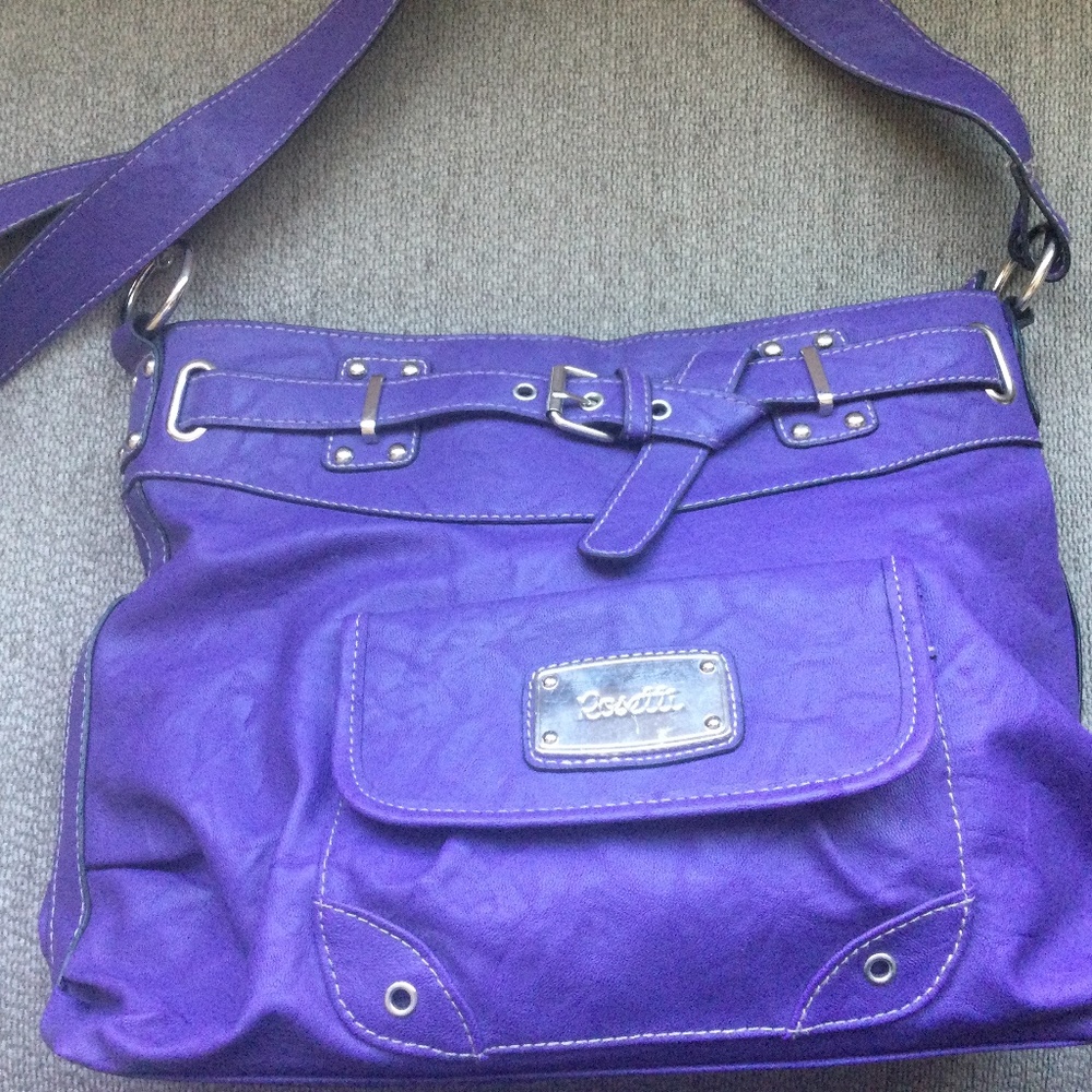 Purple Rossetti Handbag with adjustable strap 11”x 14.5” 4” base